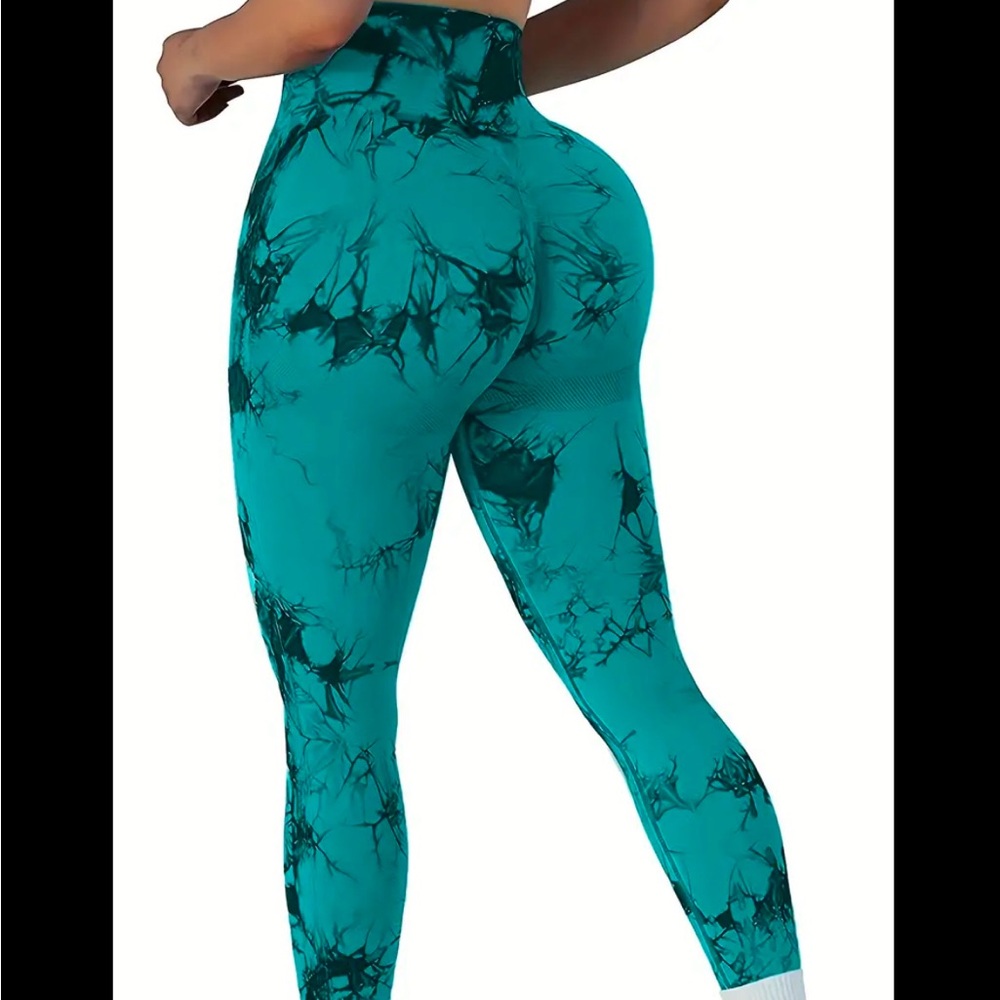 Callie Lives Miz SM Tie Dye Booty Lift Activewear GYM Squatting Brown Leggings - Picture 5 of 11